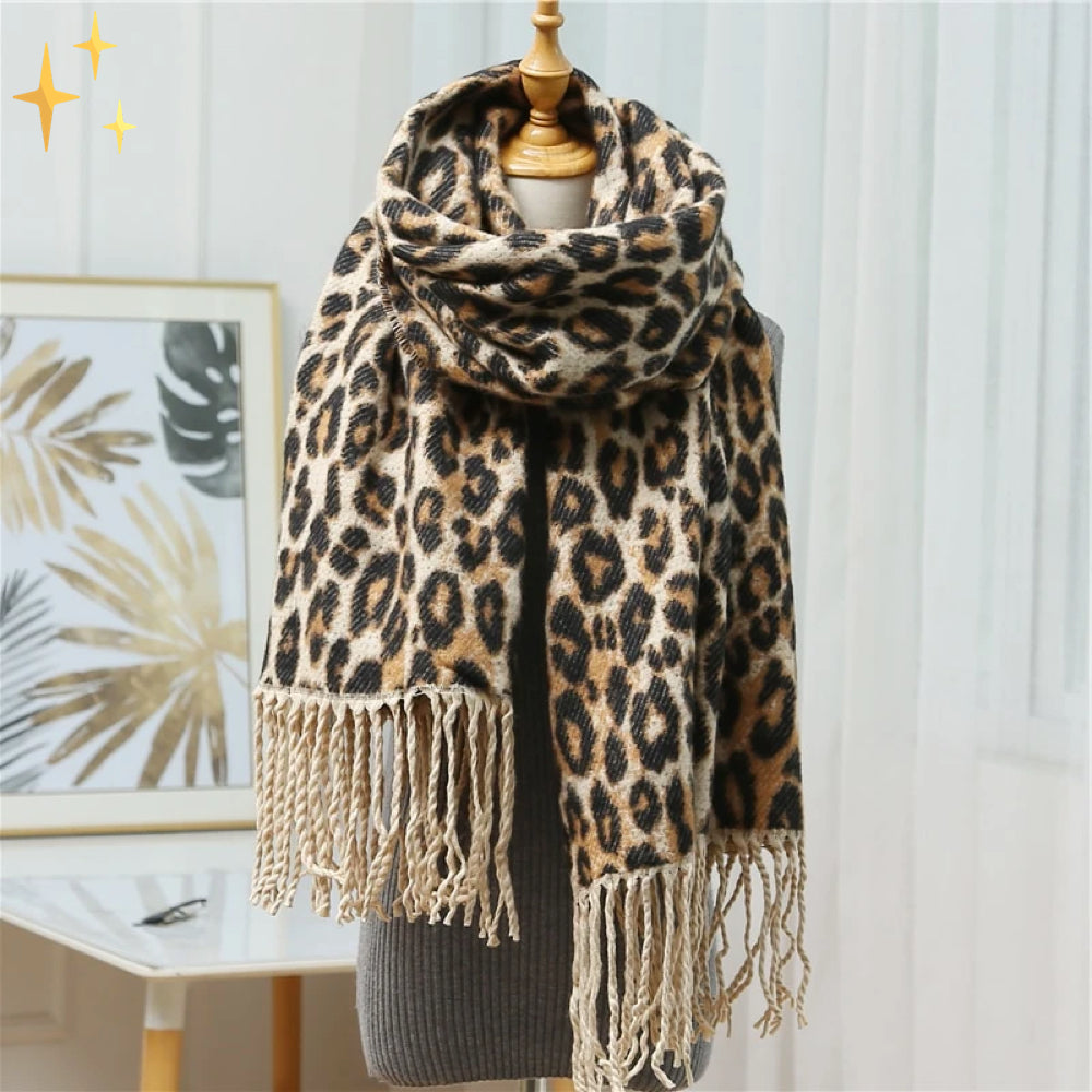 Belezza - Trendy Leopard-Print Wool Scarf for Women