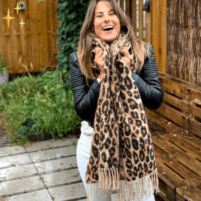 Belezza - Trendy Leopard-Print Wool Scarf for Women