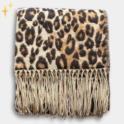 Belezza - Trendy Leopard-Print Wool Scarf for Women