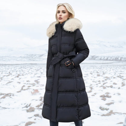 Long Fur-Trimmed Puffer Coat