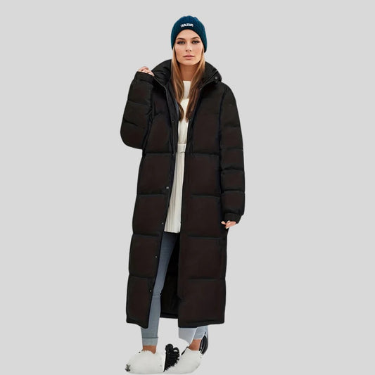 Long Puffer Coat with Hood