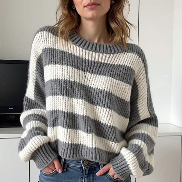 Belezza | Fancy Knitted Striped Sweater