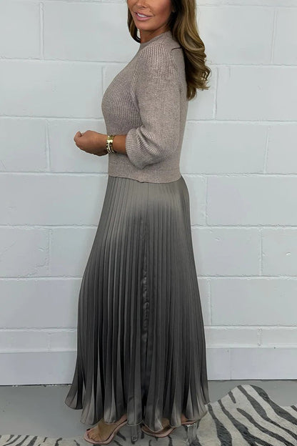 AMBRE™ | Chic Sweater & Pleated Skirt Set