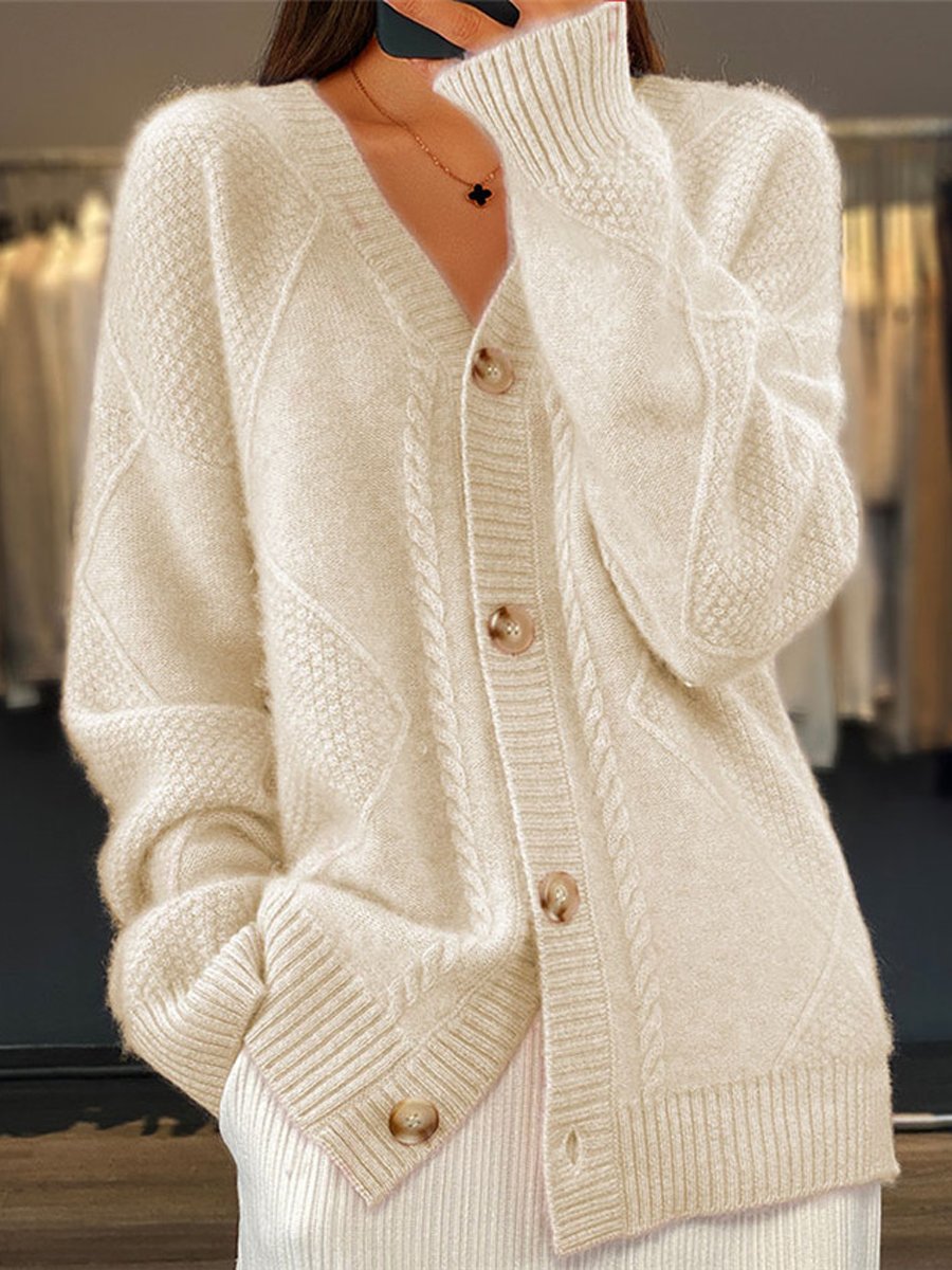 Belezza Cardigan | Button-Down Jacquard Knitted Cardigan