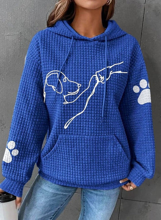 Women's Quilted Dog Lover Hoodie | Cozy Paw Print Pullover