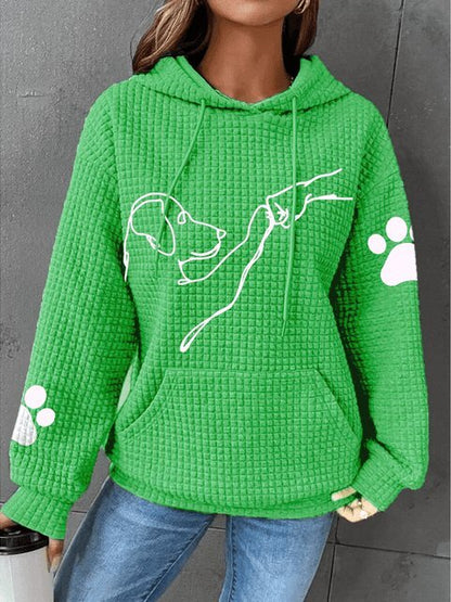 Women's Quilted Dog Lover Hoodie | Cozy Paw Print Pullover