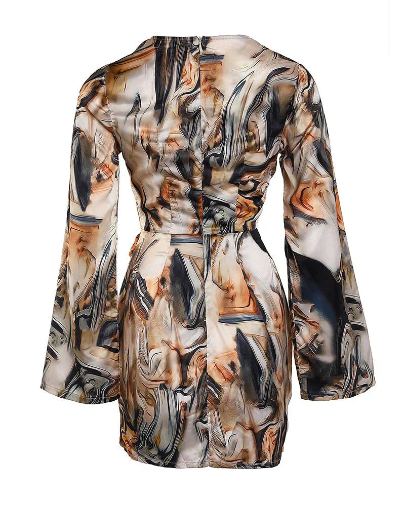 Belezza Wrap Dress With Abstract Marble Print