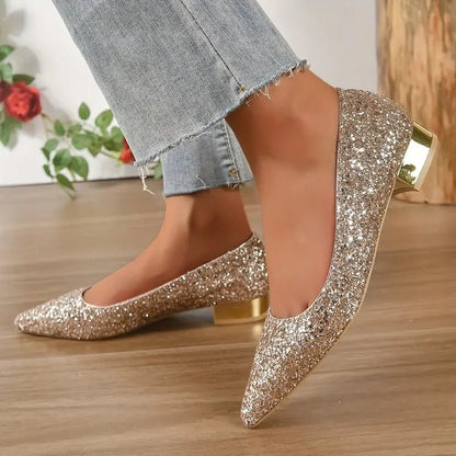 Sequin Low-Heel Ballerina Shoes