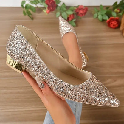 Sequin Low-Heel Ballerina Shoes