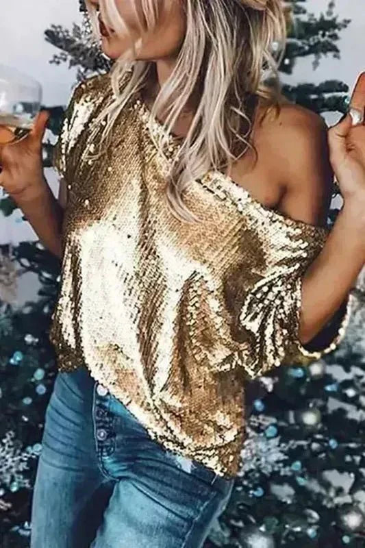 Sequin Off Shoulder Top