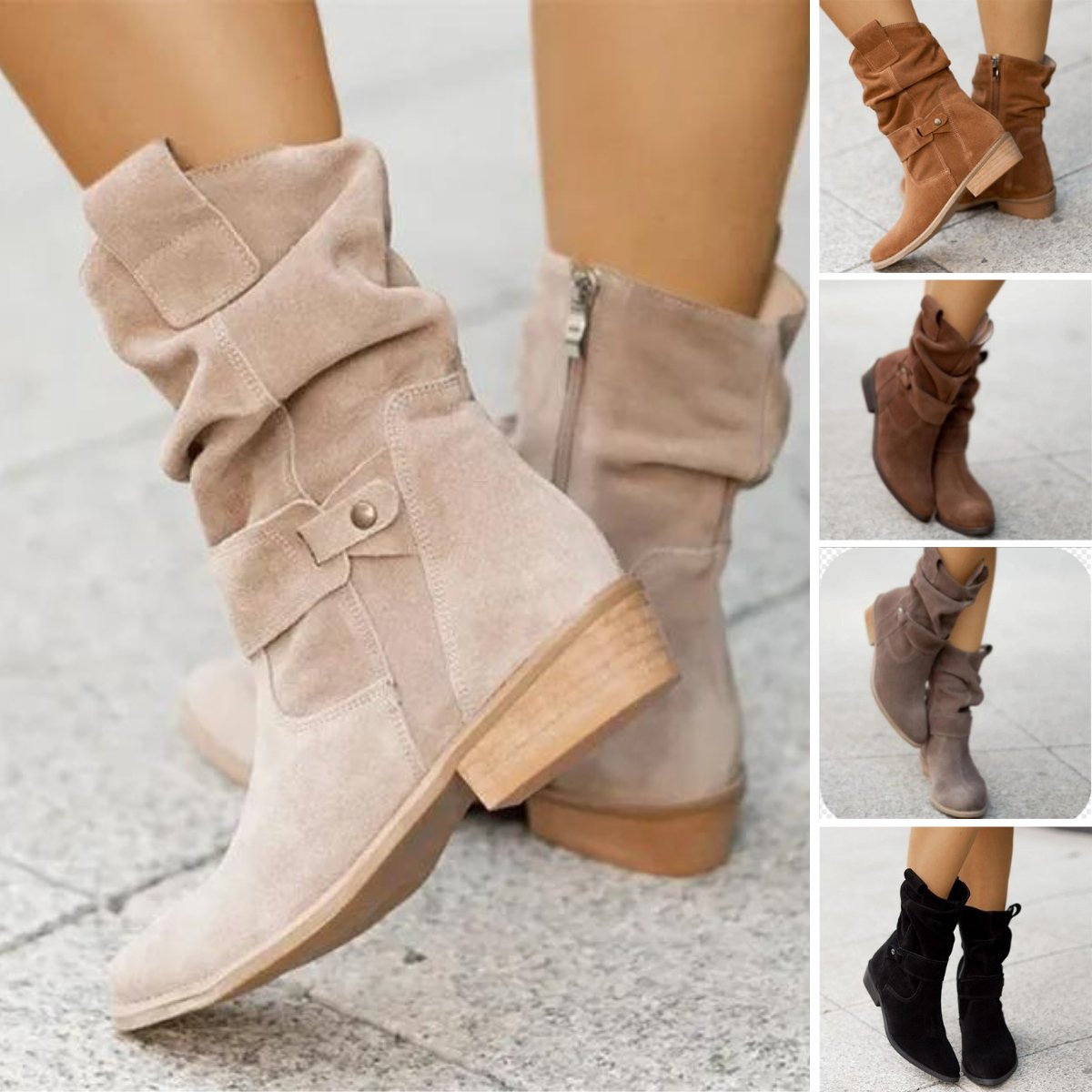 Suede Slouchy Ankle Boots