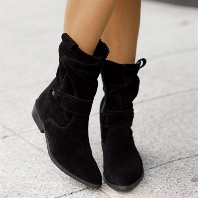 Suede Slouchy Ankle Boots