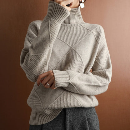 Belezza Sweater | Geometric Pattern Turtleneck Sweater