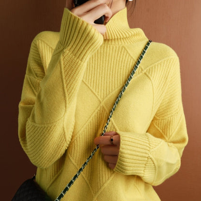 Belezza Sweater | Geometric Pattern Turtleneck Sweater