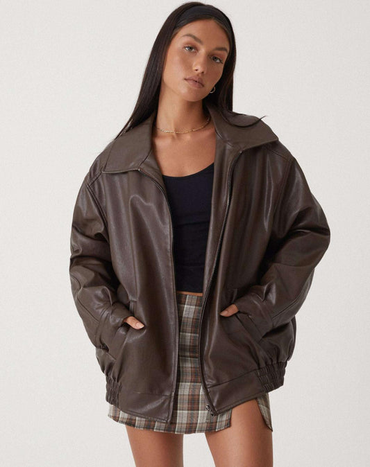 Women's Oversized Faux Leather Jacket | Edgy Style with Effortless Cool