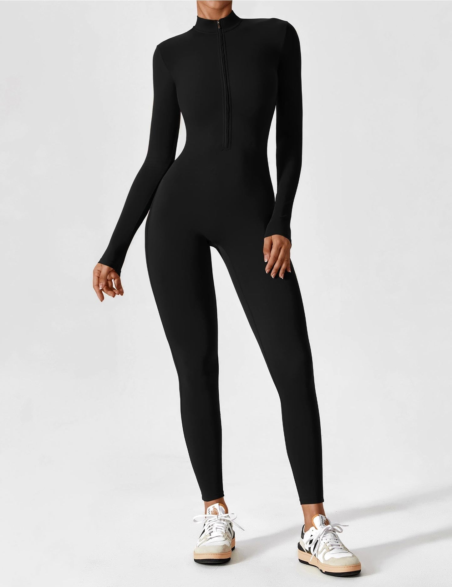 Belezza | Long Sleeve Short Sleeve Zipper Jumpsuit