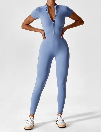 Belezza | Long Sleeve Short Sleeve Zipper Jumpsuit