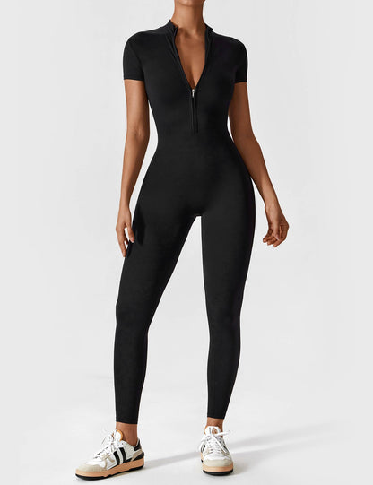 Belezza | Long Sleeve Short Sleeve Zipper Jumpsuit