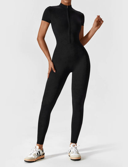 Belezza | Long Sleeve Short Sleeve Zipper Jumpsuit