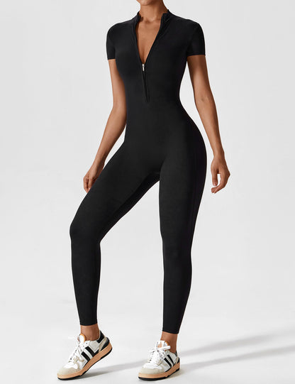 Belezza | Long Sleeve Short Sleeve Zipper Jumpsuit